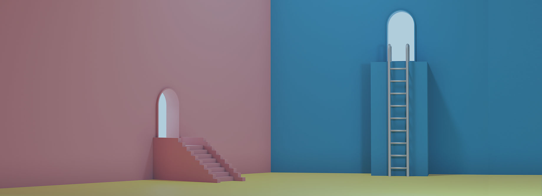 イメージ：ピンクの階段とブルーの階段 イメージ